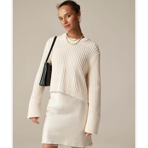 J.Crew Heritage Fisherman Cotton Fisherman Oversized Sweater - Cream XXL - Picture 1 of 9